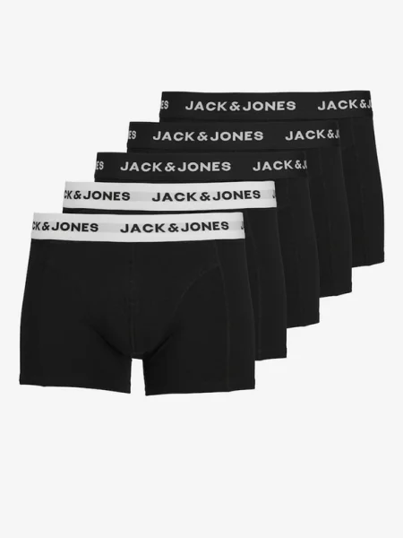 JACK & JONES Boxeralsók Solid / fehér fekete