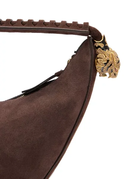Geantă Roberto Cavalli din piele de căprioară maro