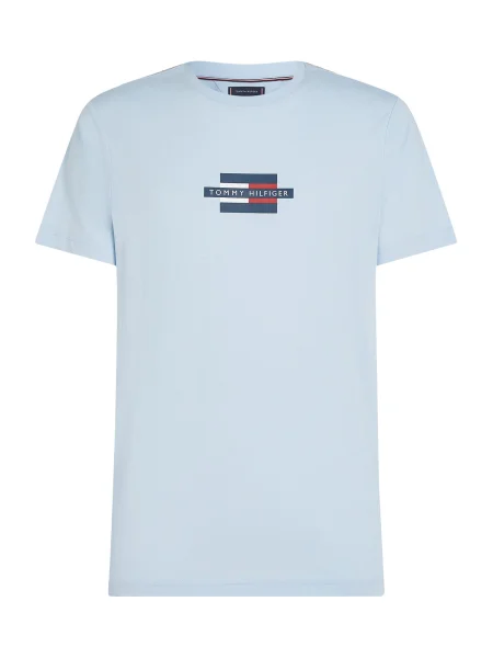 Tommy Hilfiger Tricou Flag Box celest albastru
