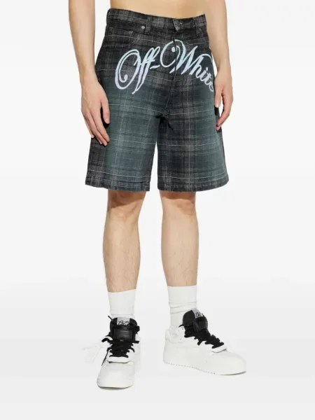 Pantaloni scurți Off-white în carouri alb
