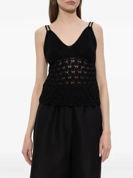 Megztas palaidinė be rankovių Akep v formos iškirpte juoda