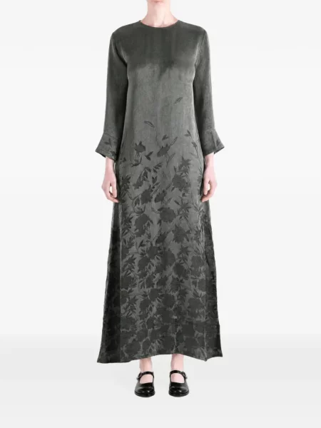 Lung rochie maxi Uma Wang cu model floral din jacard gri
