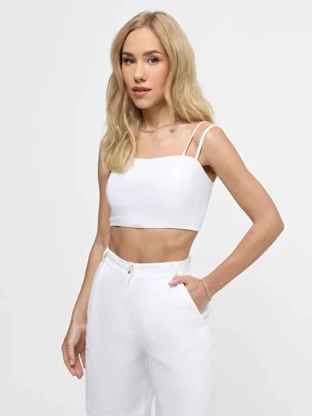 Лляний Топ INTERTOP x KVITKOVA білий