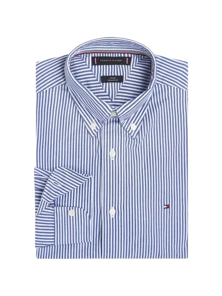 Koszula Tommy Hilfiger w paski z paskiem niebieska
