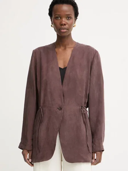 BOSS marynarka jednorzędowa z lyocellu JASIANATI brązowa