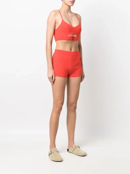 Haftowane dzianinowe szorty Etro czerwone