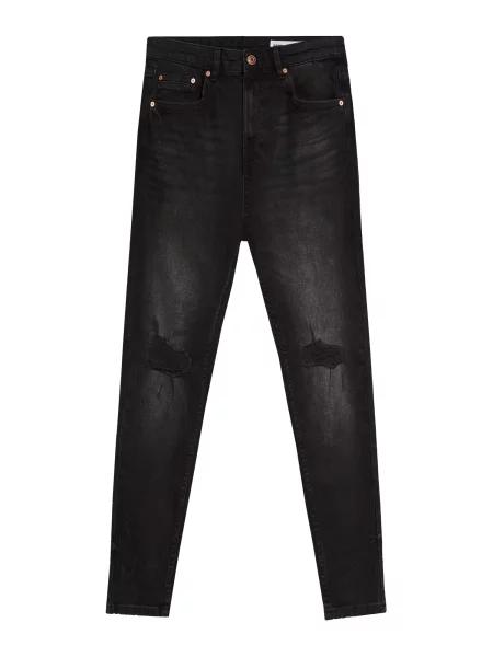 Bershka Kavbojke denim črn