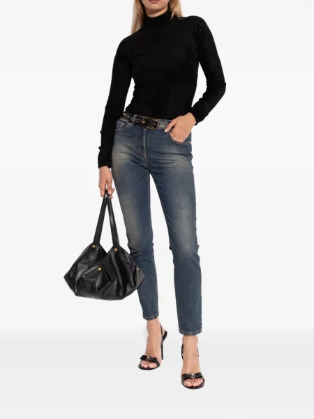 Sandale Versace cu funde slingback negru