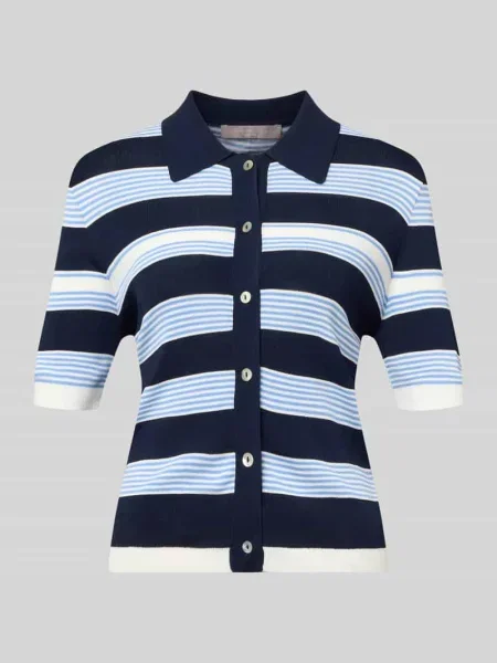 Koszulka polo o kroju regular fit z mieszanki z listwą guzikową Christian Berg Woman Selection granatowe