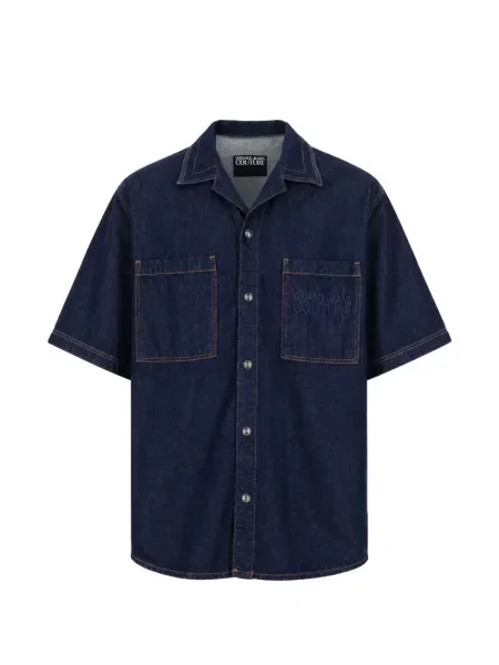 Cămașă de blugi Versace Jeans Couture cu autograf albastru