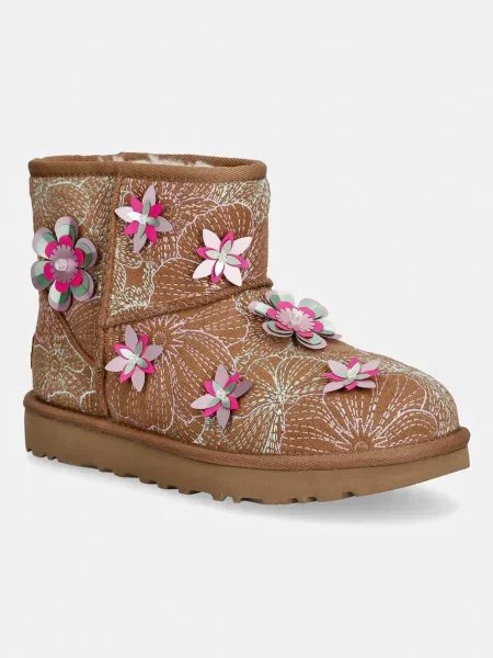 UGG cizme de zăpadă din piele întoarsă W Classic Mini Meadow maro
