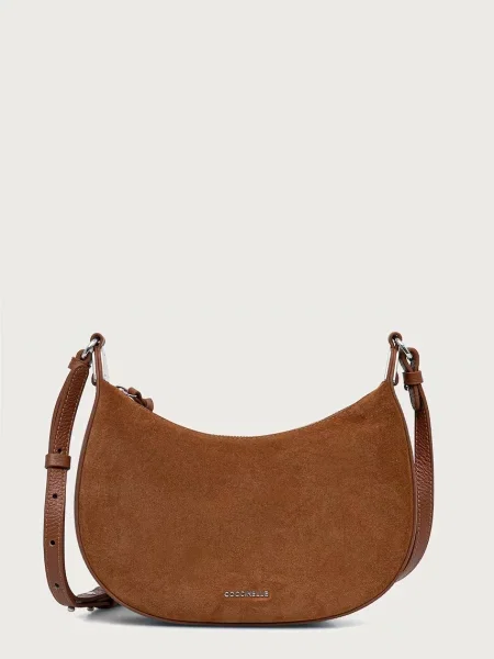 Coccinelle geantă crossbody pentru femei din piele întoarsă maro