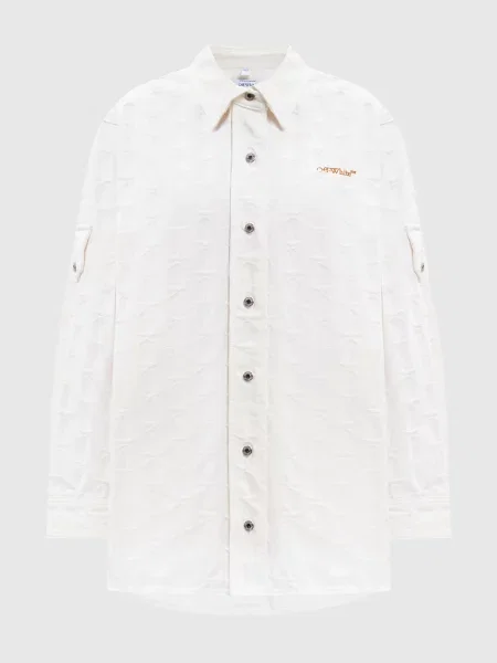 Джинсова сорочка Star кольору айворі Off-white бежева