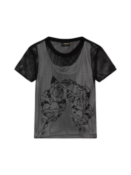 Ed Hardy Tricou Climbing Rose negru alb