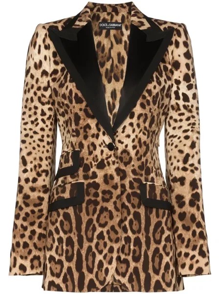 Sacou Dolce & Gabbana cu imagine cu model leopard maro