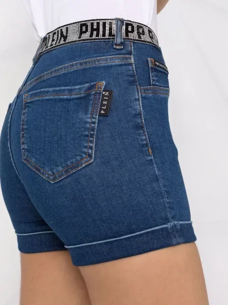 Kryształ górski szorty jeansowe Philipp Plein niebieskie