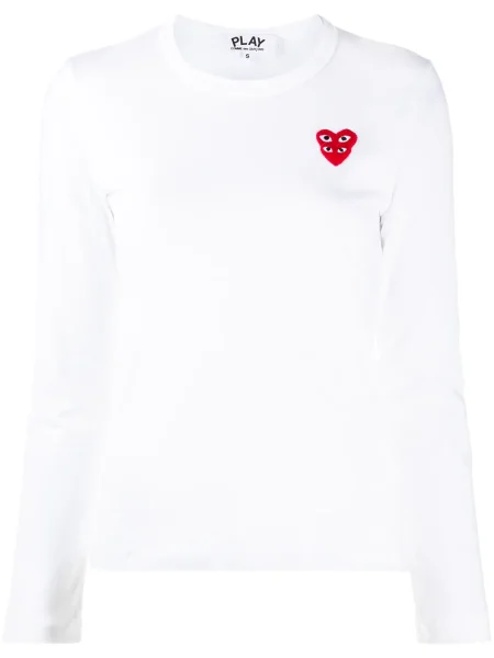 Top Comme Des Garcons Play cu broderie alb