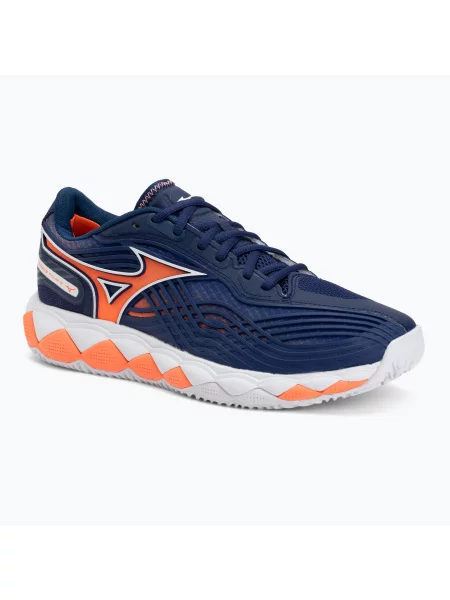 Încălțăminte de tenis pentru bărbați Mizuno Wave Enforce Tour 2 CC beacon blue/white/lava orange alb
