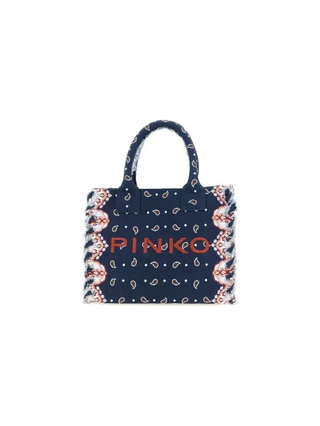 Pinko Geantă de plajă Canvas Tote albastru