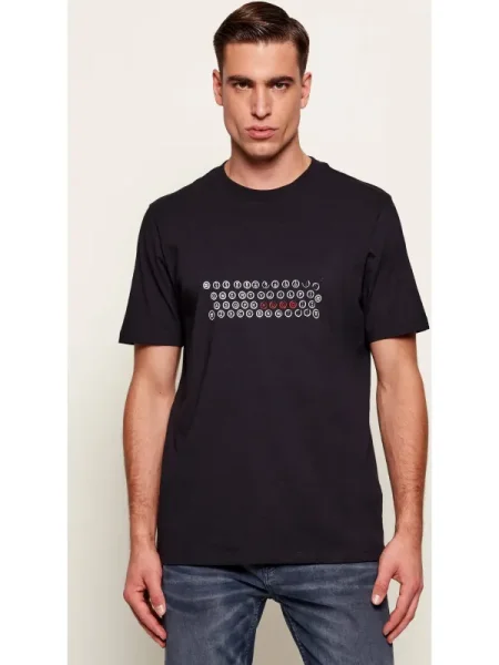 HUGO tricou din Deyss cu imprimeu negru