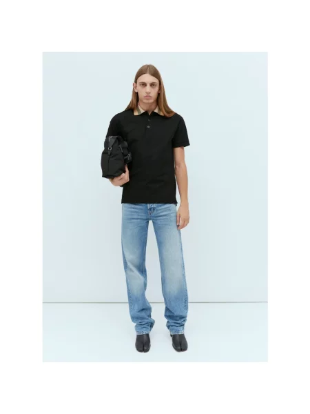 Koszulka polo Burberry z krótkim rękawem czarna