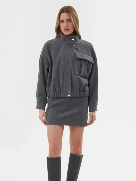 Спідниця міні Estro шерсть/кашемір сірий