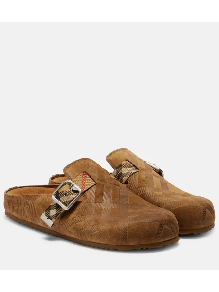 Cokle Burberry iz semiša s karirastim vzorcem rjava