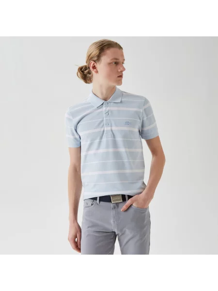 Поло Lacoste голубое