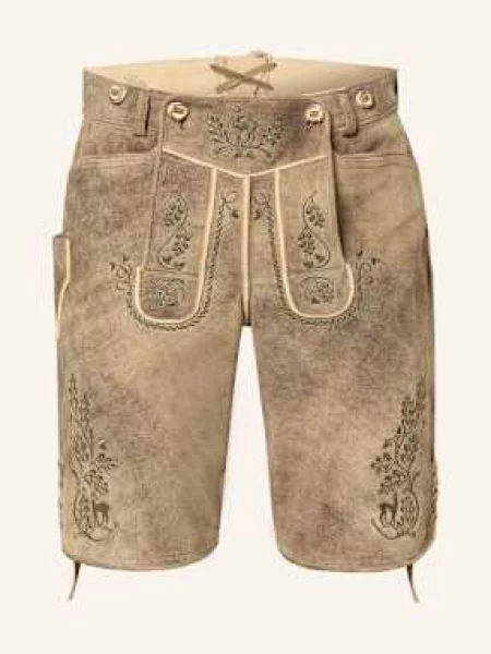 Ostarrichi Kožené Krojové Kalhoty Franz hnědá/ olivová hnědé