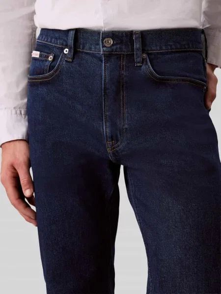 Jeansy o kroju straight fit z czystej bawełny Calvin Klein Jeans granatowe