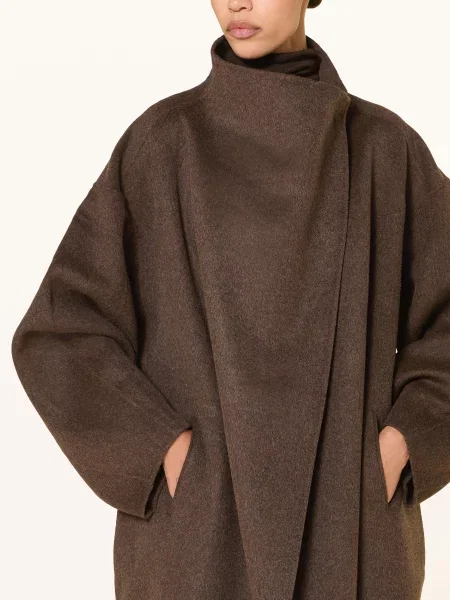 The Frankie Shop Oversized Vlněný Kabát Leroy tmavě hnědá