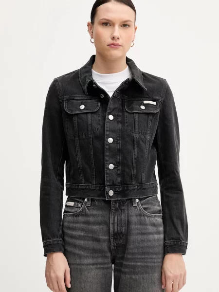 Calvin Klein Jeans De blugi geacă | Cropped Fit negru