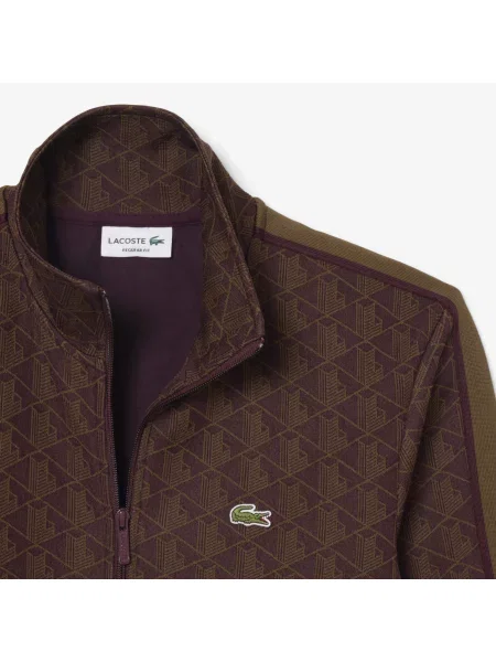 Жакардова куртка Lacoste для бігу коричнева