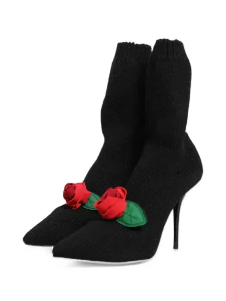Πλεκτά μποτάκια αστραγάλου Dolce & Gabbana με απλικέ μαύρο