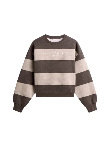 TOMMY HILFIGER Mikina svetlohnedá / tmavohnedá biela