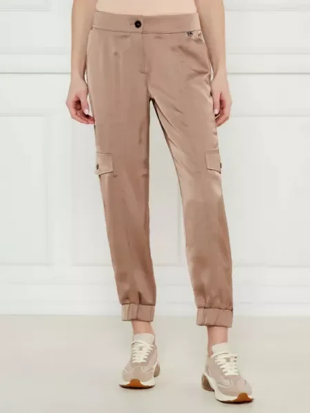 Marc Cain Szatén cargo nadrág Ridder | Relaxed fit bézs