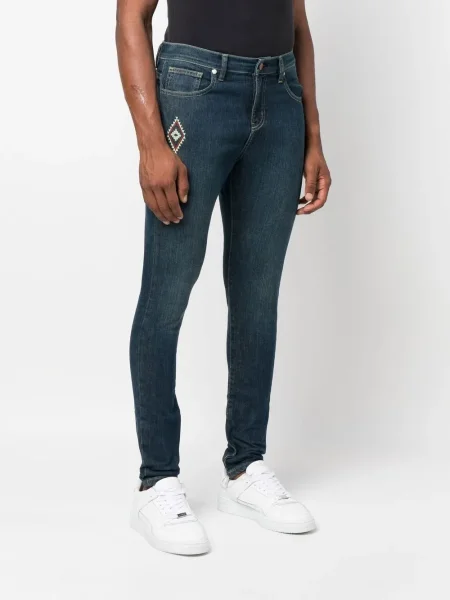 Blugi skinny United Rivers cu broderie albastru