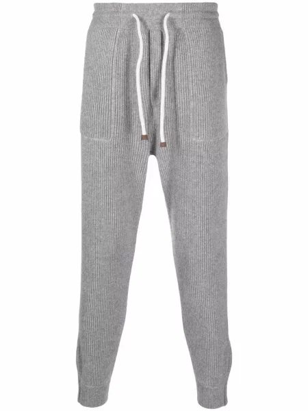 Pantaloni sport Brunello Cucinelli din cașmir gri
