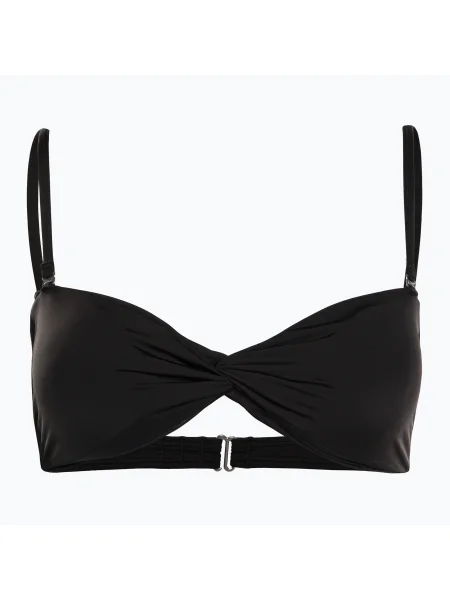 Горна част на бански костюм Billabong Sol Searcher Drapped Bandeau black pebble черно