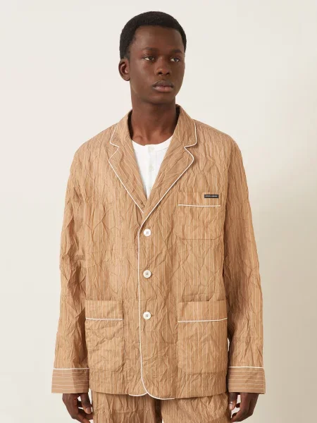 Dolce & Gabbana Sako Regular Fit Z Lnu / krémová hnědá