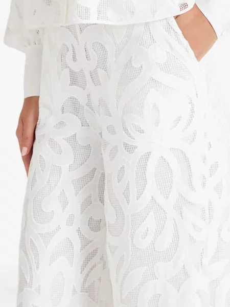 Pantaloni Temperley London cu model floral alb