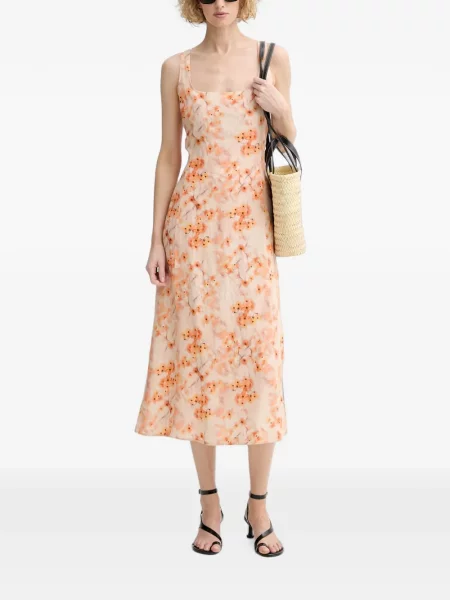 Rochie midi Marc O'polo cu model floral cu imagine cu legături portocaliu