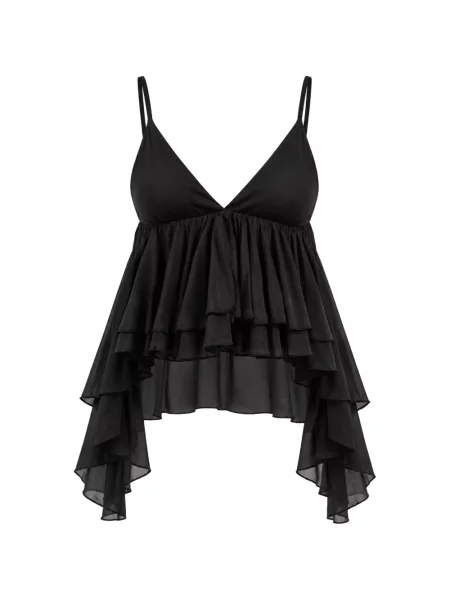 Top Kaos cu volane negru