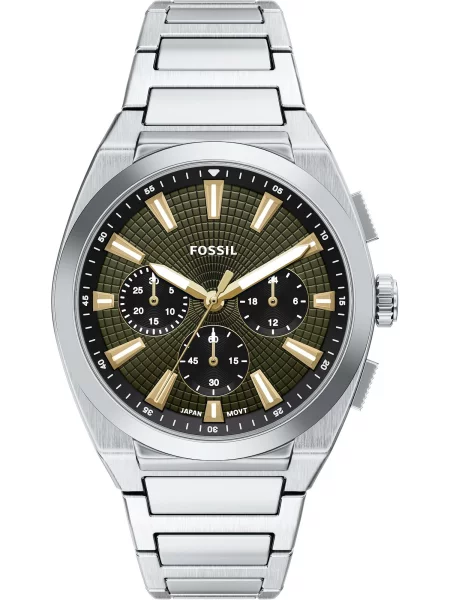 FOSSIL Ceas analogic EVERETT / verde / argintiu gri