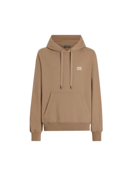 Bluza z kapturem Dolce And Gabbana z logo brązowa