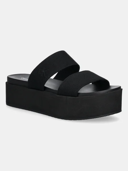 Calvin Klein Jeans papucs FLATFORM SANDAL WEBBING IN női platformos fekete