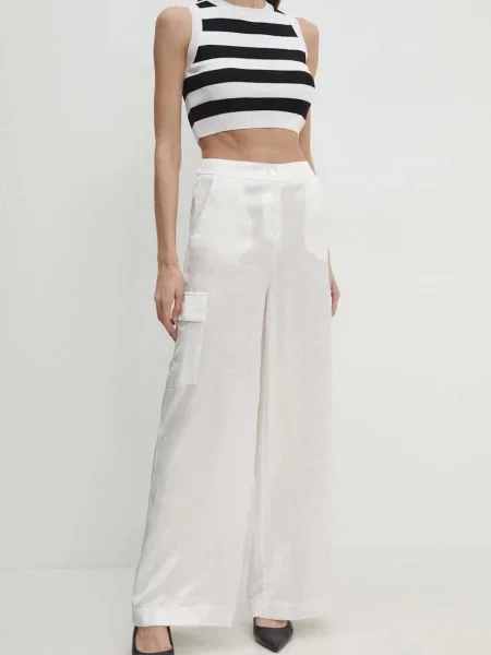 Панталон Answear Lab с широка каройка с висока талия бежово