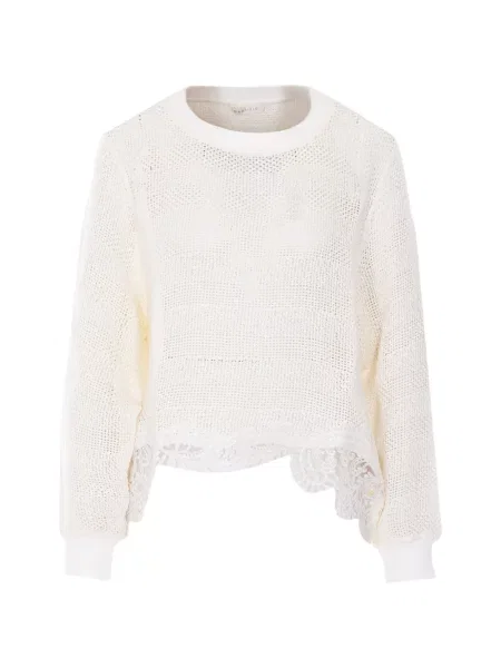 Pulover Maurizio Pecoraro cu decolteu rotund ajurat