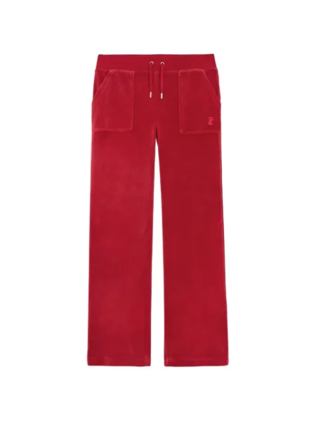 Pantaloni Juicy Couture din velur alergare roșu