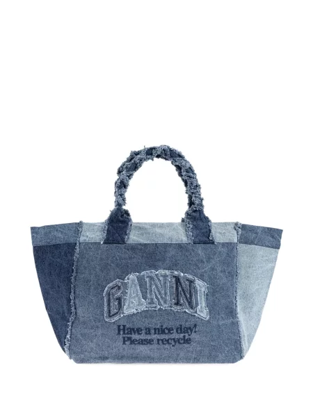 Geantă shopper Ganni albastru